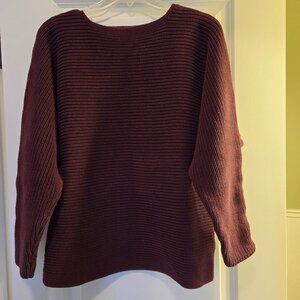 Women's Ralph Lauren 100 % cotton boat neck shaker knit  sweater; XL; color wine